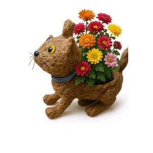 New Cat Planter Natural Fibers Brown